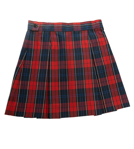 1034-LCCS Girl's Kick-Pleat Plaid Skirt - Half Size