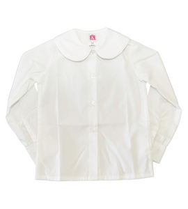 9366-Girl's LS Puffed Blouse - White Trim