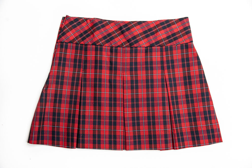 1339-FCS Girl's Wide Band Plaid Skirt