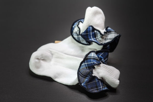 CCA Plaid Trim Ruffled Sock