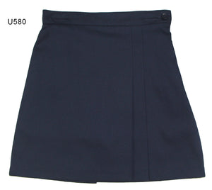U580-Girl's Black Double-Pleat Skort