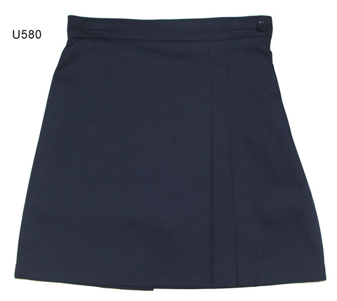 U580-Girl's Black Double-Pleat Skort