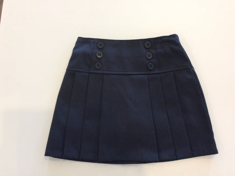 U604-Girls Navy 6-Button Skort